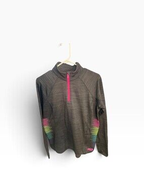 Filla Women’s Long Sleeve Running Polo Gray Black With Pink Accent